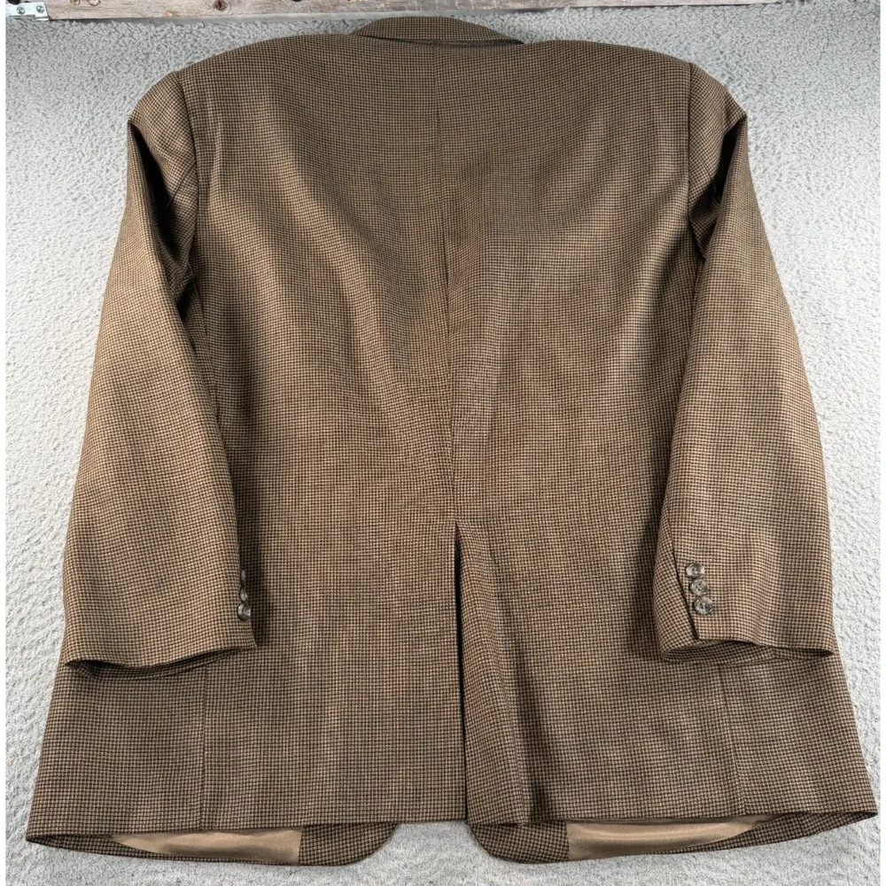 VTG Kilgour French Stanbury Blazer Mens Brown Wool Houndstooth Union Made Canada